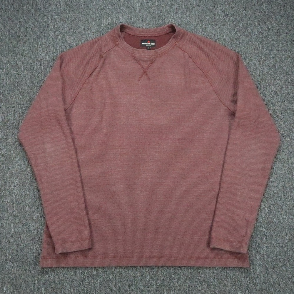 American Giant Shirt Mens XL Red Long Sleeve Stretch Waffle Knit Thermal Crew